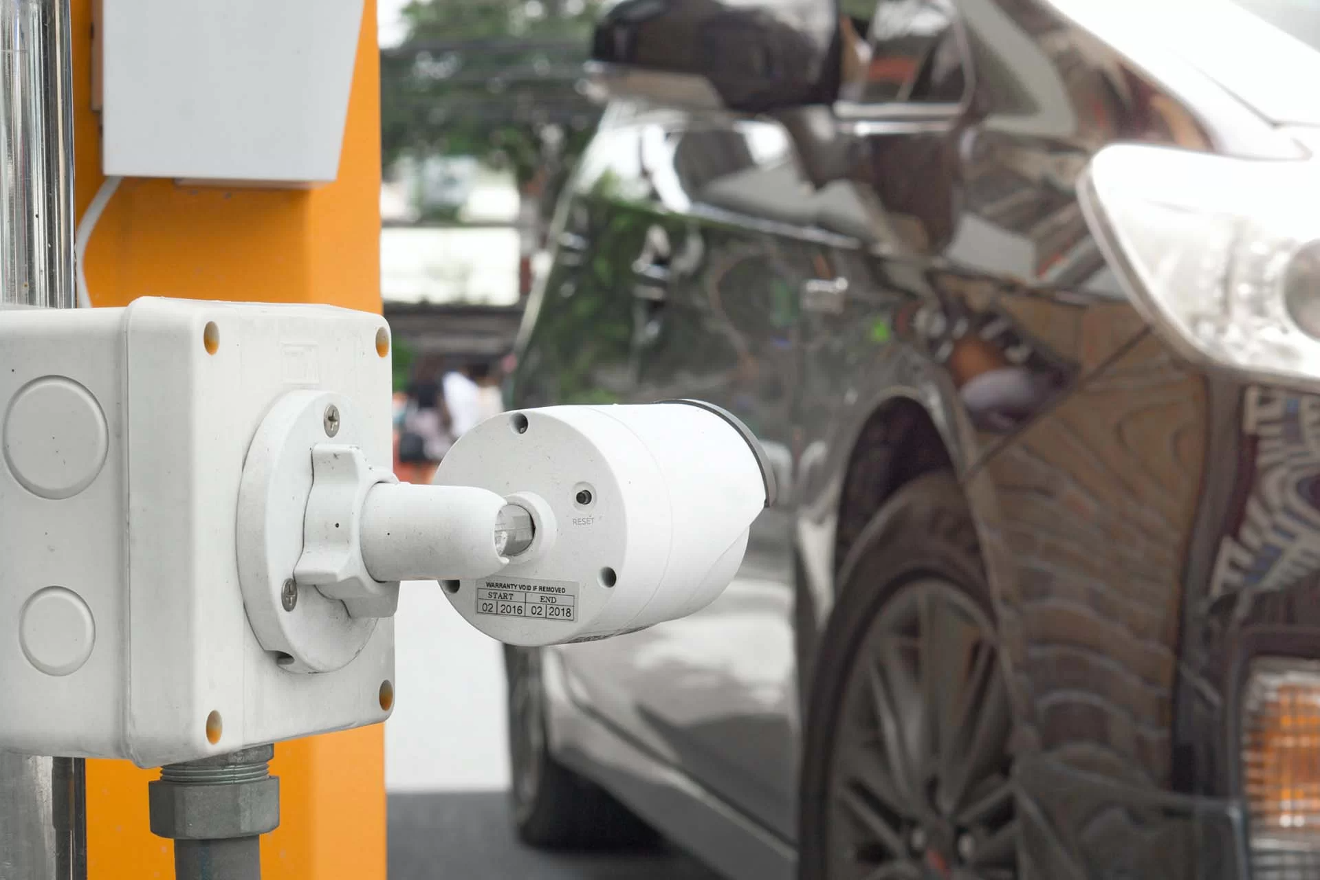 ANPR number plate recognition camera installed at a commercial car park entrance by KLR Design Limited