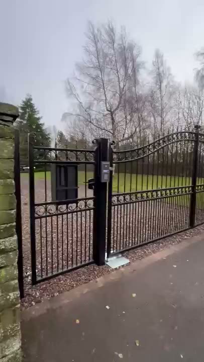 Automated Wrought Iron Swing Gates with Pedestrian Gate - Tibbermore, Perth