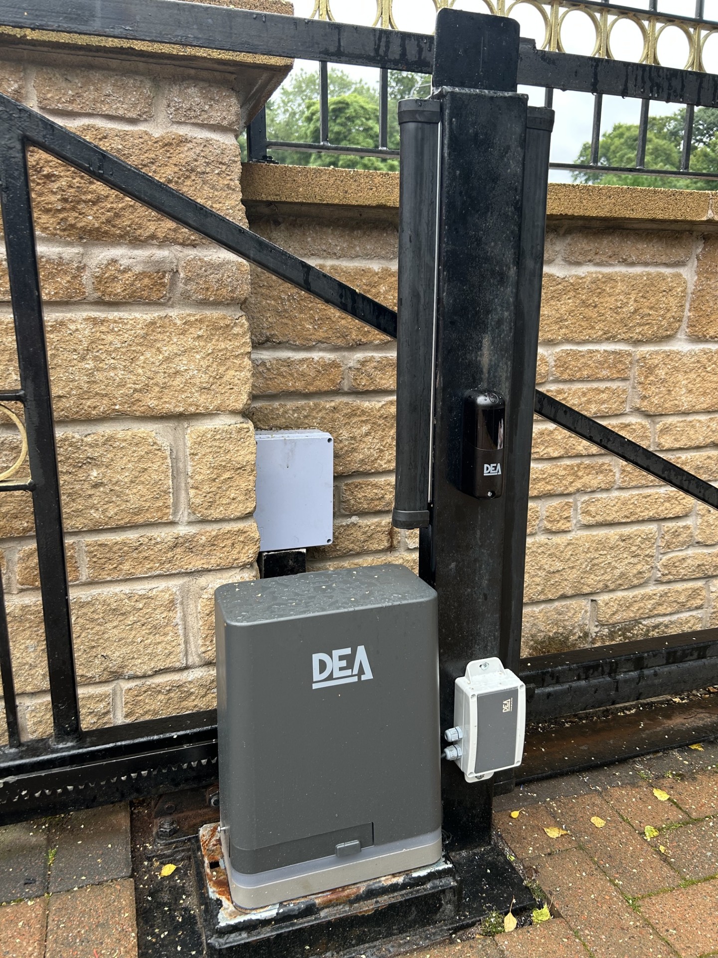 DEA sliding gate motor and safety photocell serviced by KLR Design Limited