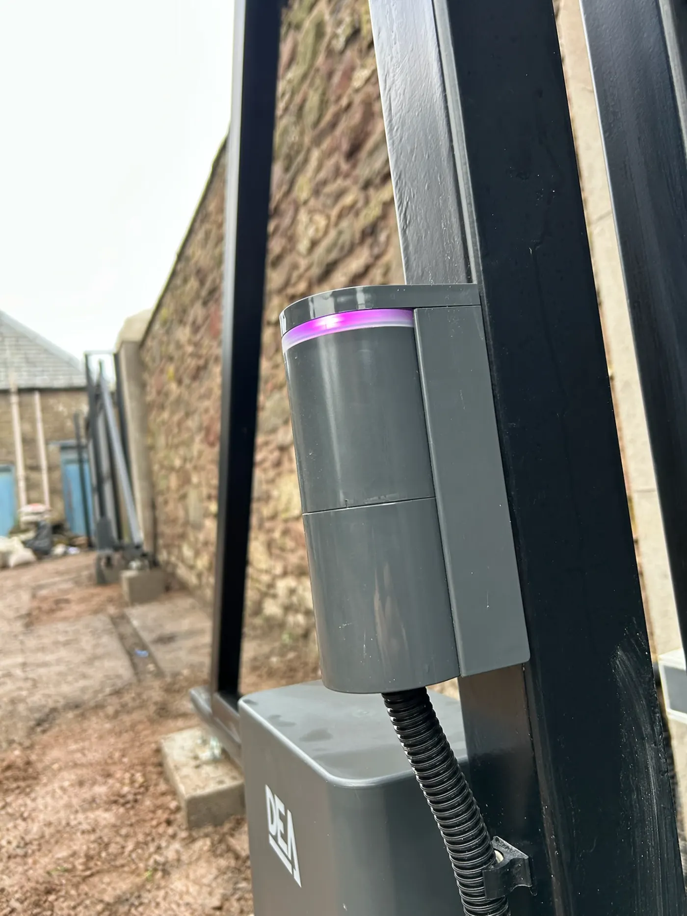 DEA gate motor and safety photocell on an automated electric gate by KLR Design Limited