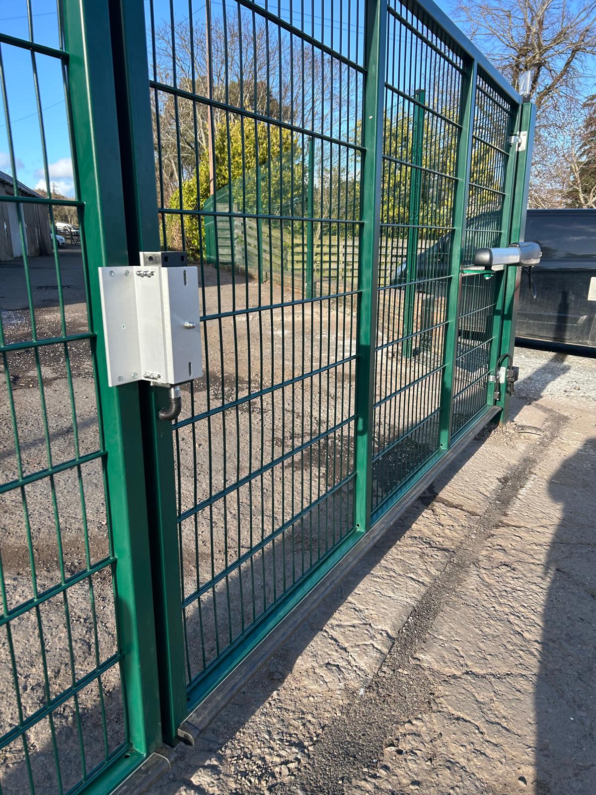 GatEvo access control device fitted to commercial yard swing gates in Edinburgh by KLR Design