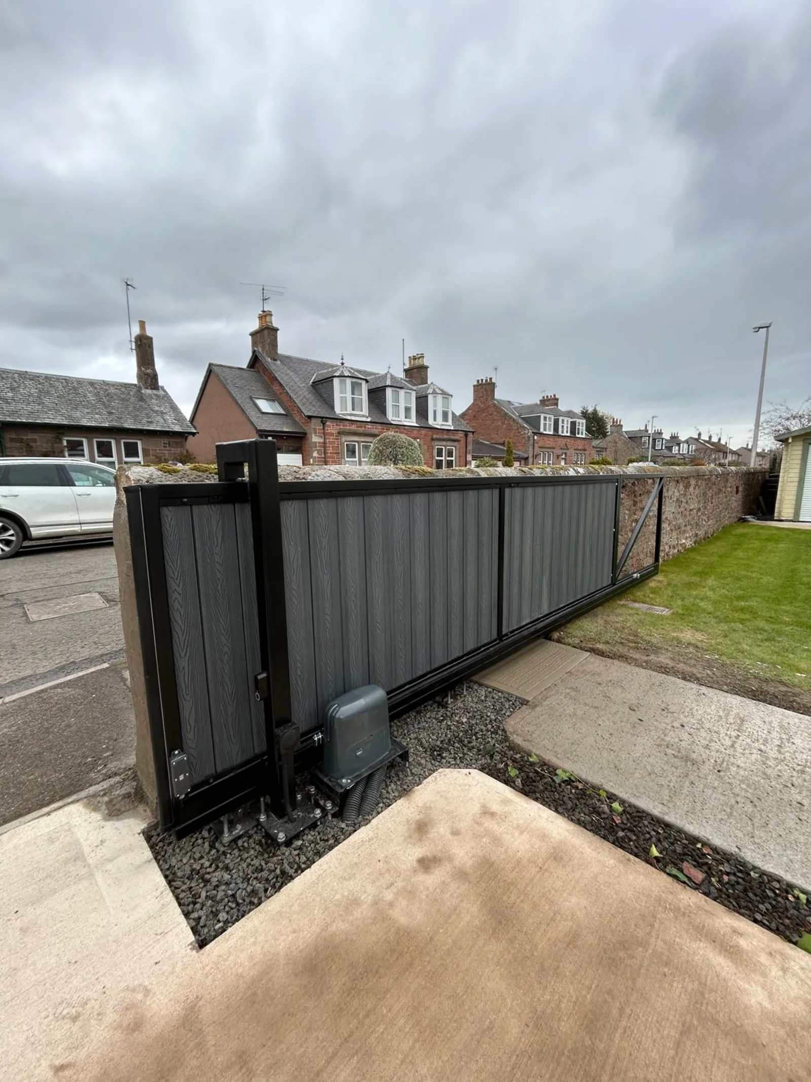 Composite Cantilever Sliding Gate — Blairgowrie - Cantilever sliding gate by KLR Design in Blairgowrie, Perthshire
