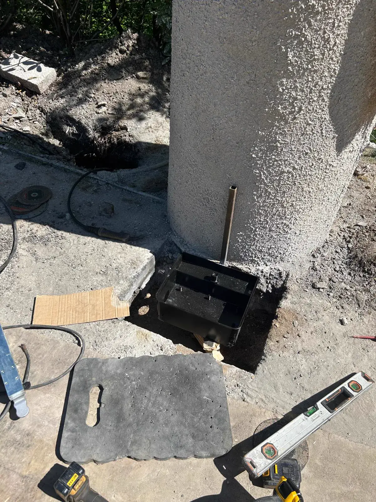 Underground gate motor foundation between original Edinample Castle pillars by KLR Design Limited