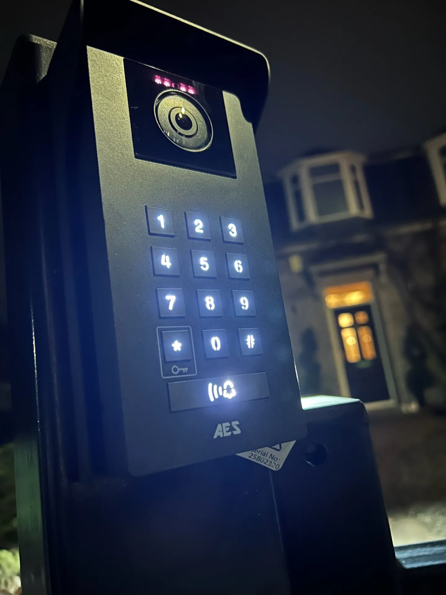 AES Global intercom system fitted to electric gates in Ayrshire by KLR Design Limited