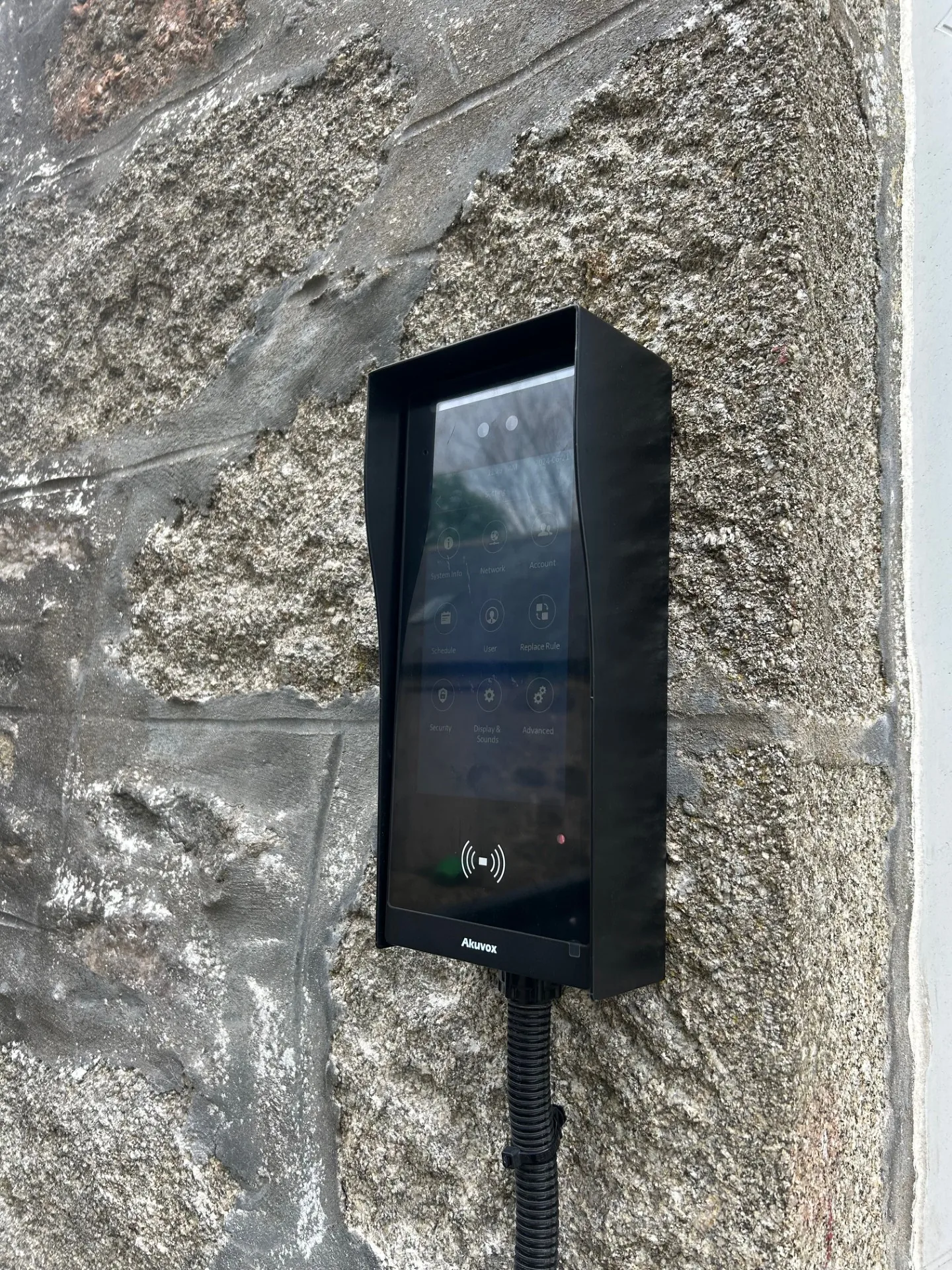 Akuvox touchscreen intercom access control installed by KLR Design Limited