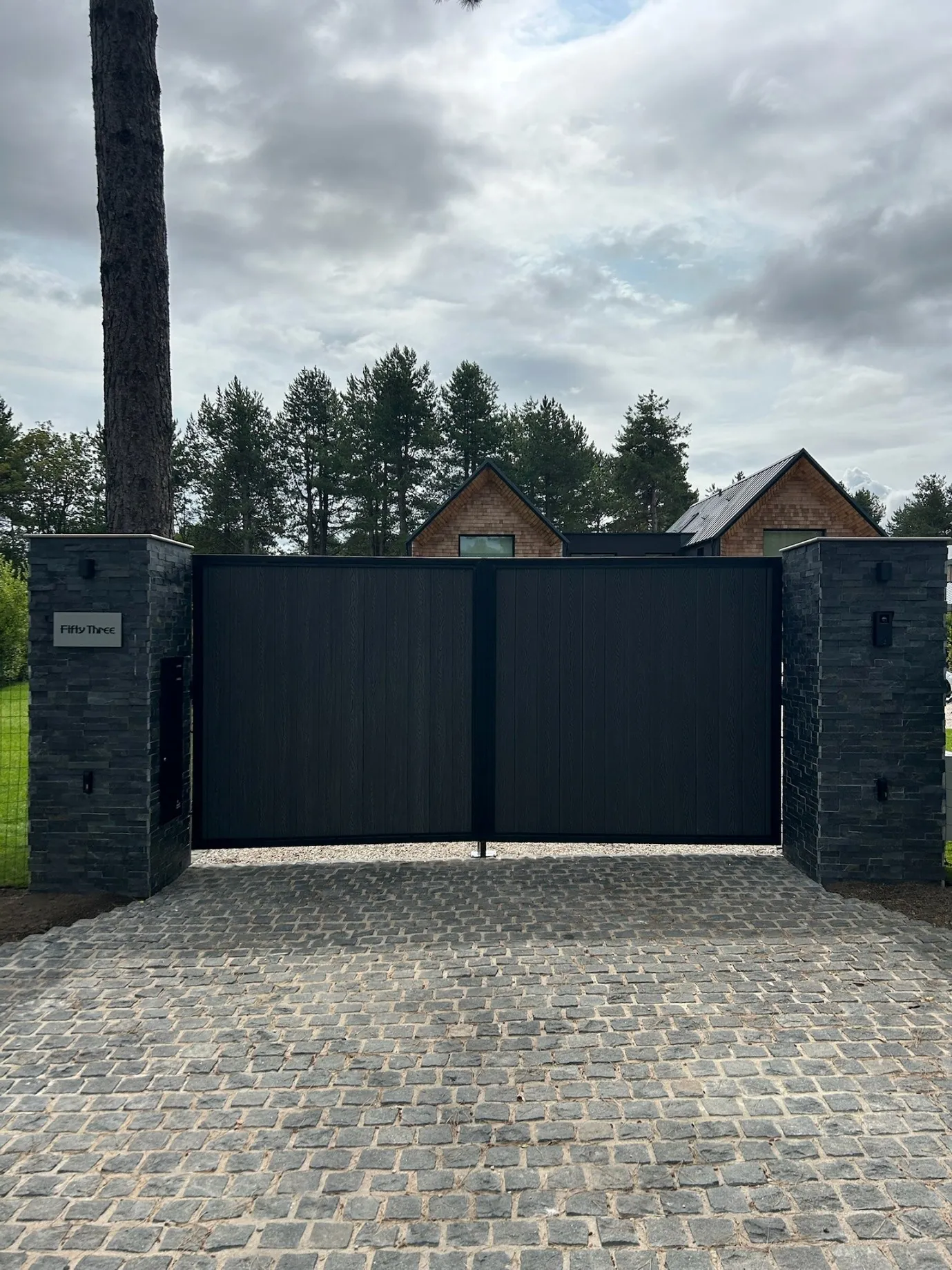 Electric Double Swing Gate with Composite Boards - Archerfield, North Berwick