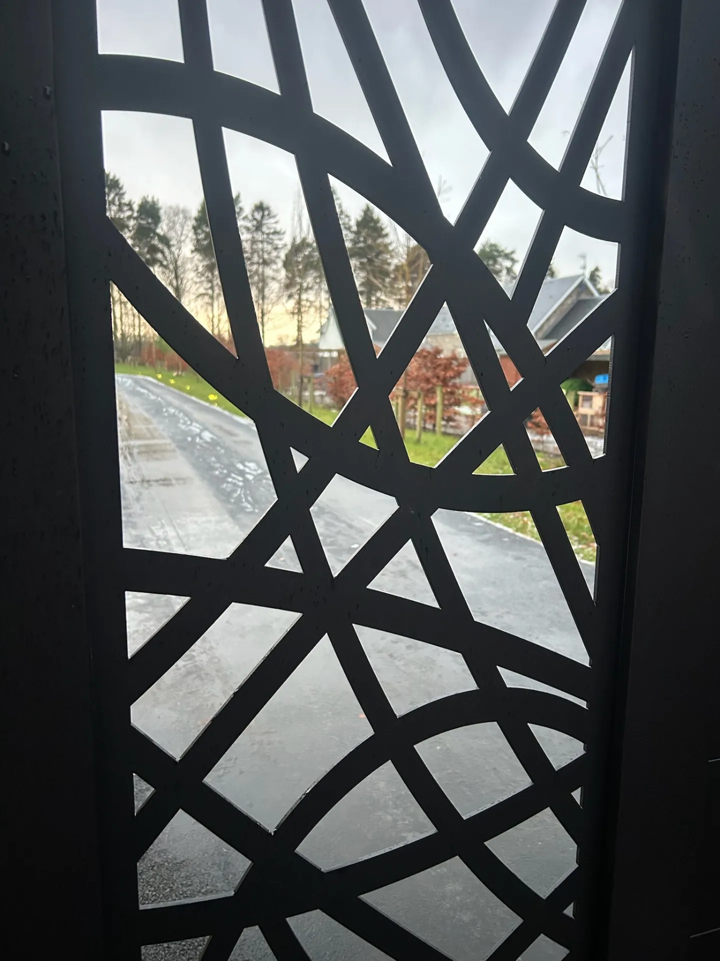 Detail of bespoke laser-cut gate panel — Blair Drummond, Perthshire