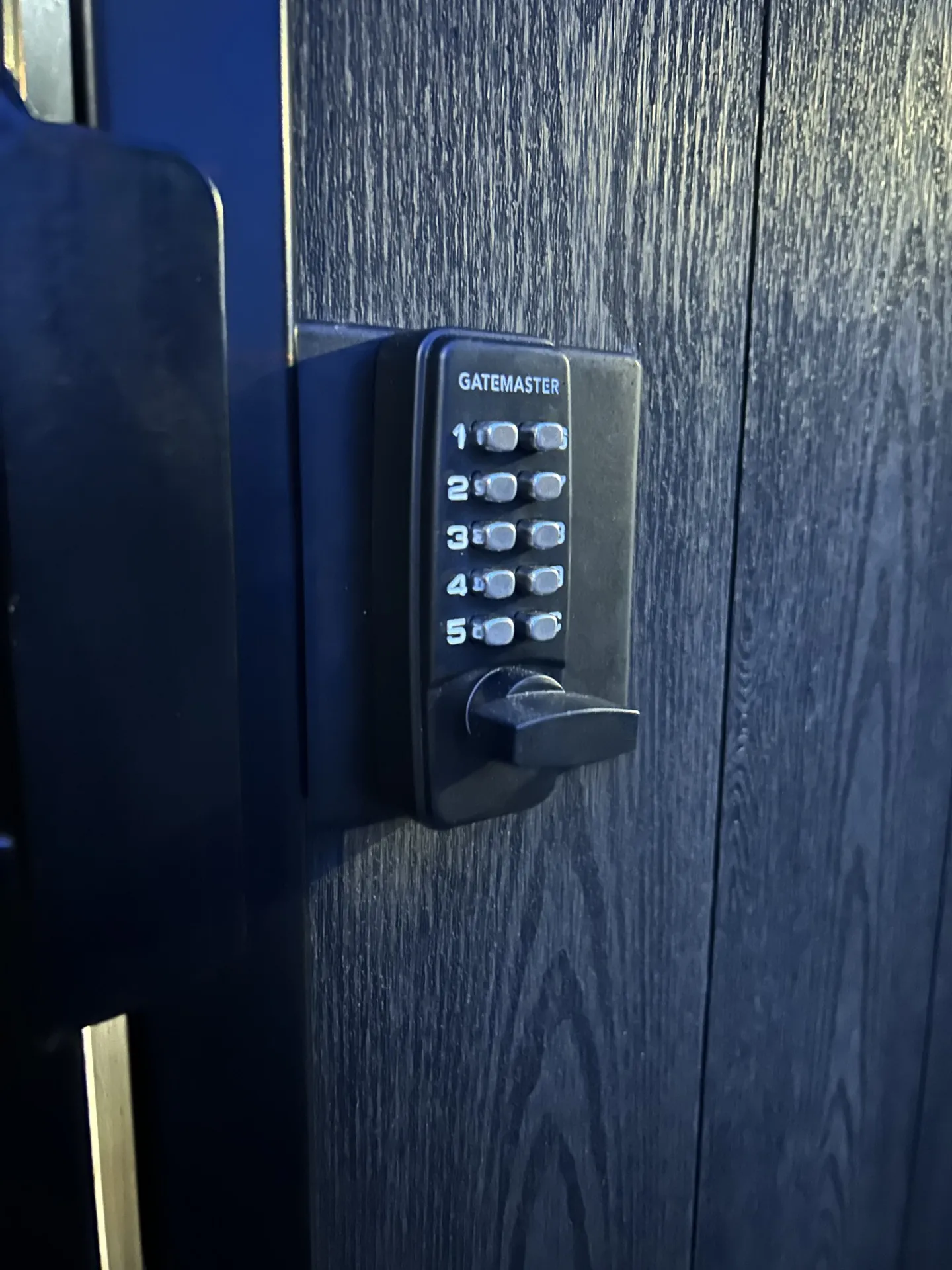 Gatemaster keypad access control fitted to electric gates by KLR Design Limited