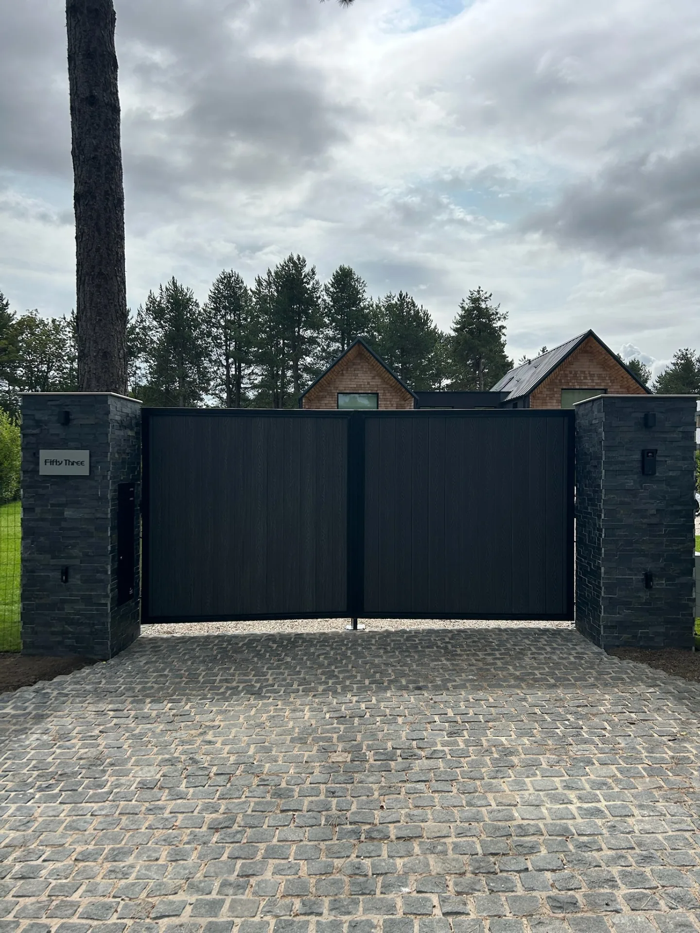 Bespoke composite electric driveway gates installed in Perthshire by KLR Design Limited