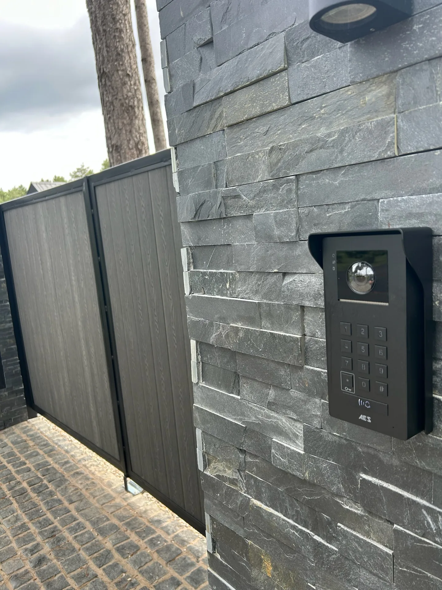 Composite cantilever sliding gate installed at a Scottish country estate by KLR Design Limited