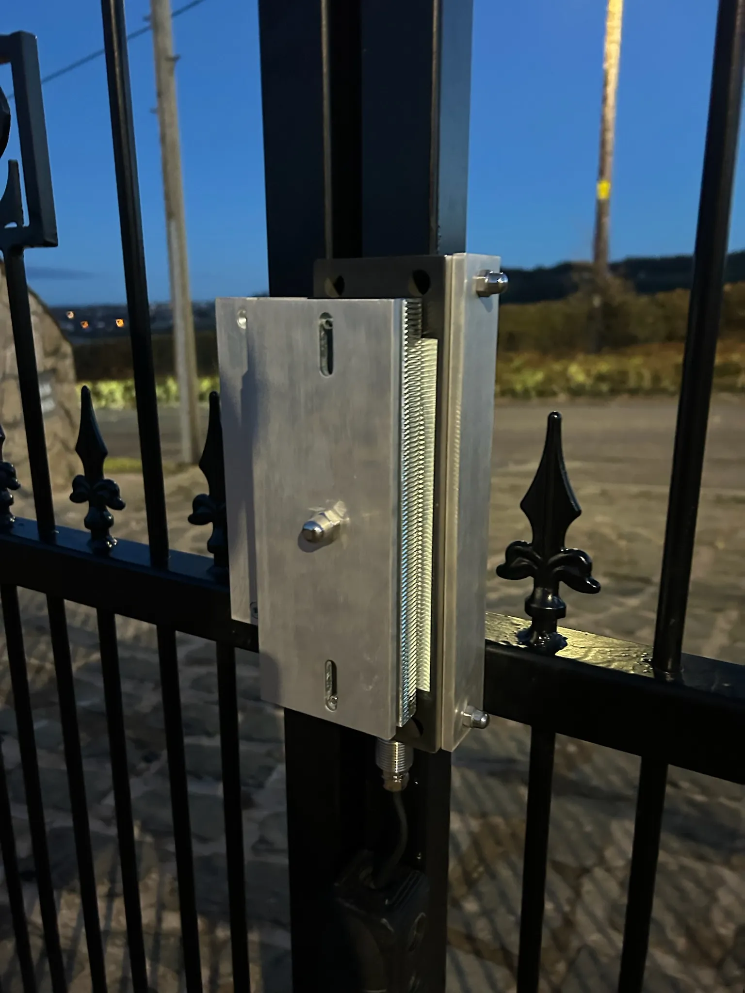 Video intercom unit fitted to a stone gate pillar in Scotland by KLR Design Limited